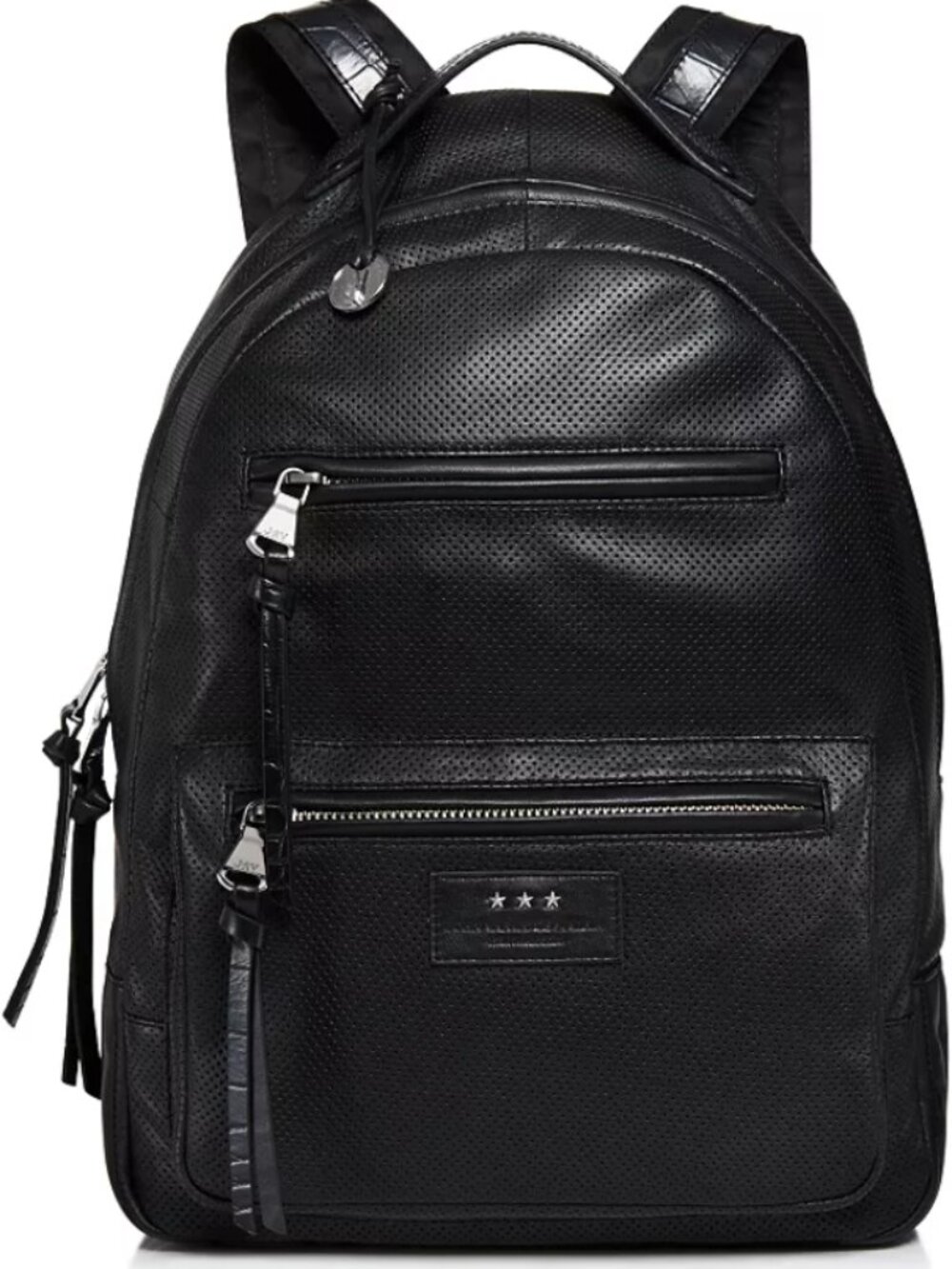 John Varvatos - 3 Star USA - Black Leather Zip-Front Backpack - Retail $495